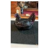 Purple Amethyst Slag Glass Hen On Nest