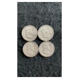 (4) 1952 90% Silver Franklin Halves