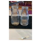 (2) Pint Size Dairy Bottles