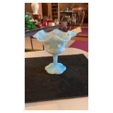 Unmarked Fenton? Slag Glass Ruffled Compote