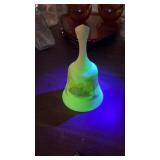 Handl Painted Signed Fenton Custard Glass Bell