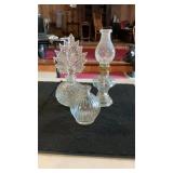 Vintage Glass Perfume Bottles & Mini Oil Lamp