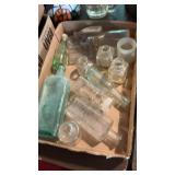 Flat Of Antique Glass Medicine Bottles & Ink Wells