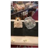 Ceramic Bull Dog & Glass Pig Coin Banks