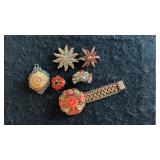 Collection Of Mid Century & Art Nouveau Jewelry
