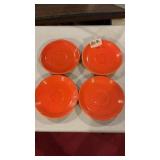 (4) Vintage Orange Fiestaware Saucers