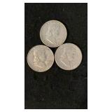 (1) 1962 (2) 1963 90% Silver Franklin Halves