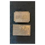 (2) Brass Type Belt Buckles