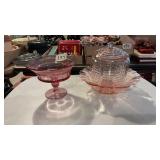 Pink Depression & Cranberry Viking Glass