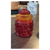 Mid Mod Ruby Amberina Moon & Stars Glass Cannister