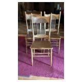 (3) Carved Pressed Back Oak? Dining Chairs