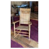 Antique Cane Seat Rocker W/Carved Back