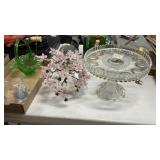 Manhattan Clear Glass Cake plate, Cherry tree