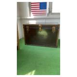 Antique Flat Top Steamer Trunk W/Metal Trim Rivets
