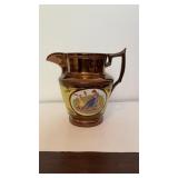 English Staffordshire Copper Lusterware Pitcher