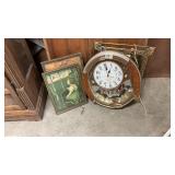 Clock, Jesus picture, 2 vintage prints