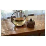 Small Pine Needle Basket & Hammered Brass Basket
