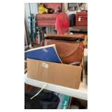 Box of vintage cameras and accessories