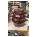 Corningware Cranberry Casserole Dishes