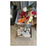 Bin full of holiday decor