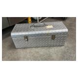 Diamond plate toolbox full of tools
