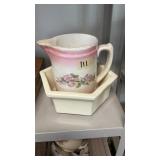 Haeger Pottery Planter & Antique Porcelain Pitcher