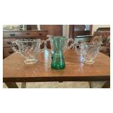 Fostoria Swirl Creamer Sugar & Crackle Glass Piece