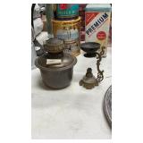 Antique Brass Tone Oil Lamp & Cresolene Vaporizer