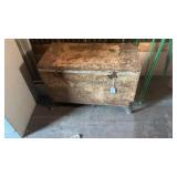 Vintage Metal Trunk On Wheels, Plus