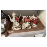 Flat Full Of Chistmas Cardinal China Pieces