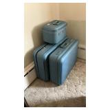 3 Piece set of Vintage Stratolite Blue Luggage