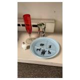 Vintage/Retro Baby Plate, Art Glass Goblet, Plus