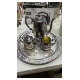Rogers Silver Plate Tea Pot, Creamer & Sugar, Plus