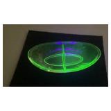 Vintage Uranium Glass Divided Relish/Nut Dish