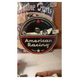Metal Single Sided American Racing Round Sign