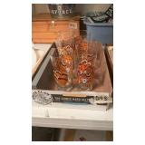 (6) Vintage Paris Tiger Glass Tumblers, Plus