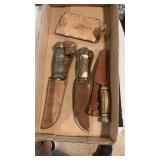 (2) Stag Handle Hunting Knives, Plus