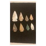 (8) Locally Found Edgar County Arrow Heads