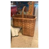 Handwoven Splint Stair Step Basket Arch Handle