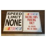 (2) Metal One Sided Nascar Signs