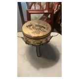 Metal Basket Stand & Tin Of Vintage Sewing