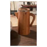 Wooden Shaped Metal Banded Coffe Pot Decor