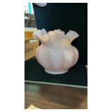 Unmarked Fenton Rose Overlay Melon Vase