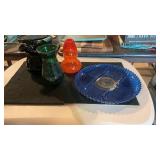 Lot of Mid Mod Art Glass Vases & Divided Dish
