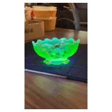 Northwood Carmelian Uranium Glass Tid Bit Dish