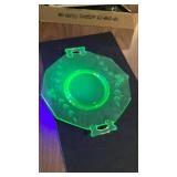 Vintage Green Uranium Glass Serving Plate