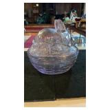 Longaberger Lavendar Glass Bunny On Nest