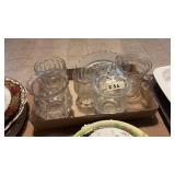 Flat Of Glass Spooners & Bicentennial Tidbit Tray