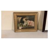 Vintage Hand Colored Lithographic Framed Print