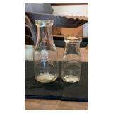 (2) Heischmidt Glass Dairy Bottles